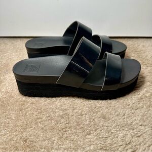 Reef Cushion Vista Higher Sandal, Sz 10, Black